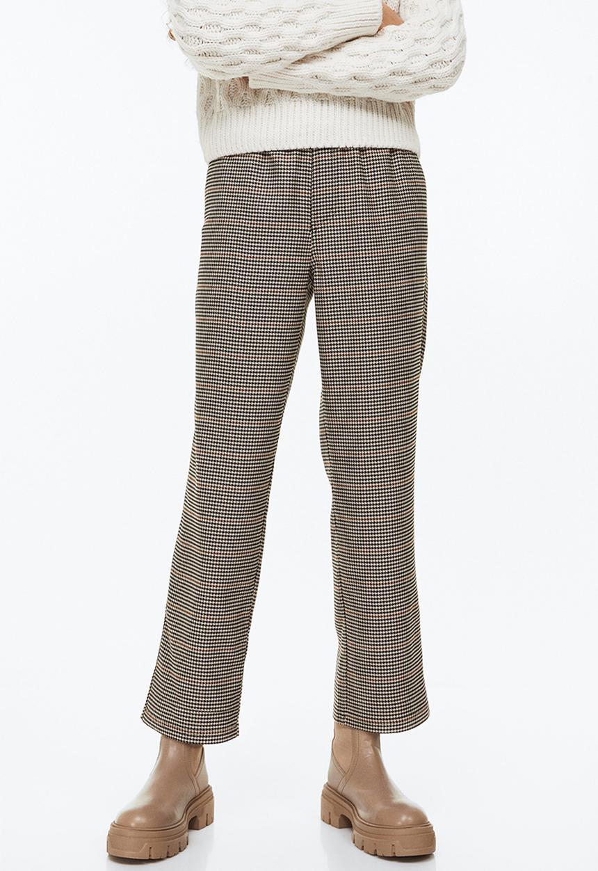 H&M - Ankle-length trousers - light beige/dogtooth-patterned