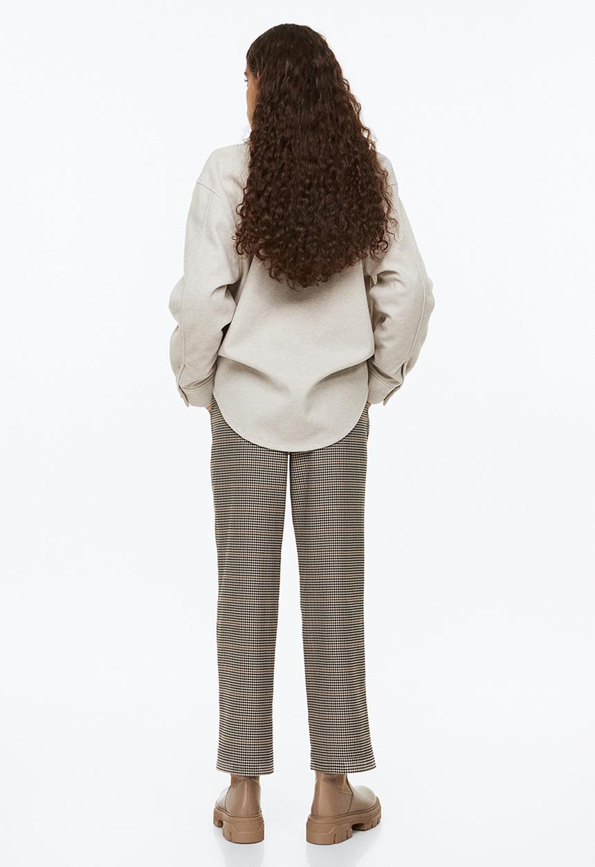 H&M - Ankle-length trousers - light beige/dogtooth-patterned