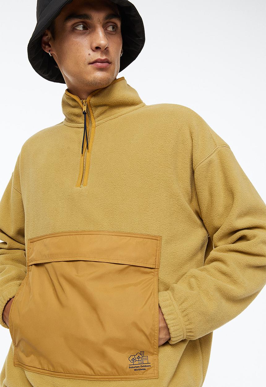 H&M - Oversized fit fleece top - dark yellow