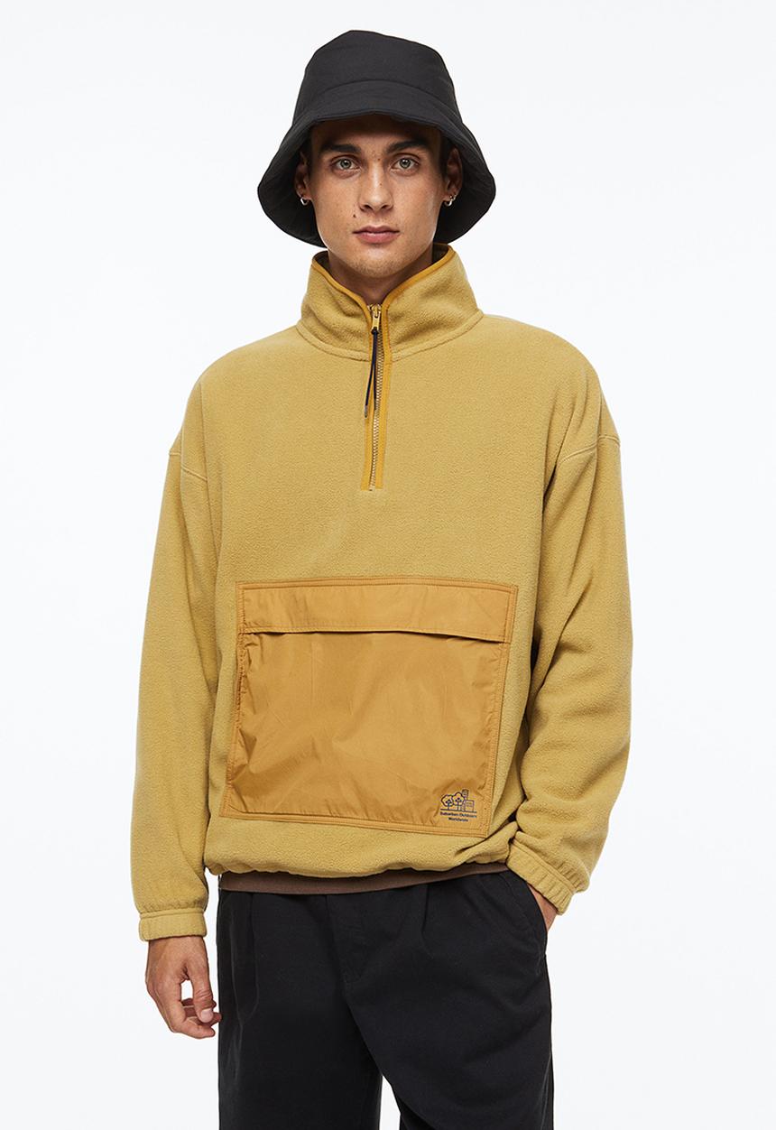H&M - Oversized fit fleece top - dark yellow