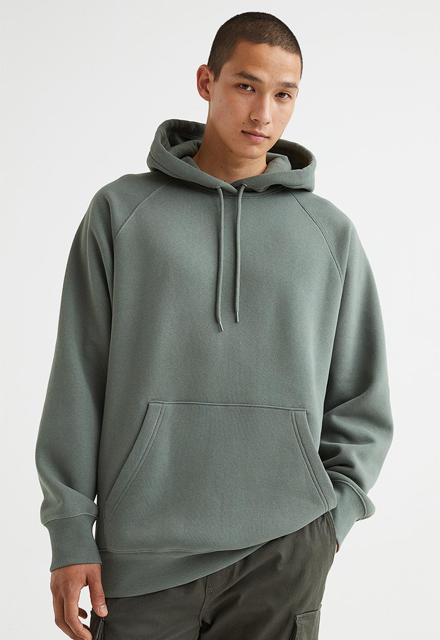 H&M - Oversized fit hoodie - dark sage green
