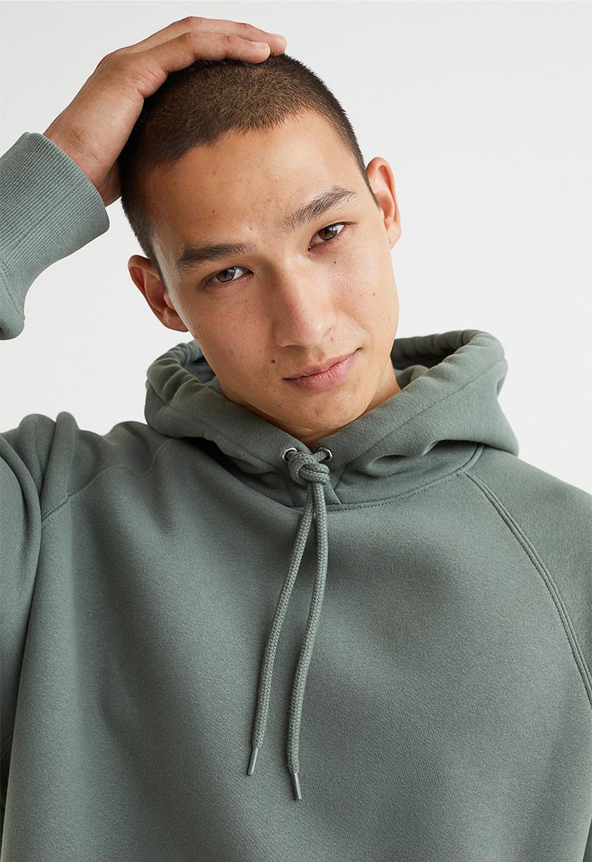 H&M - Oversized fit hoodie - dark sage green