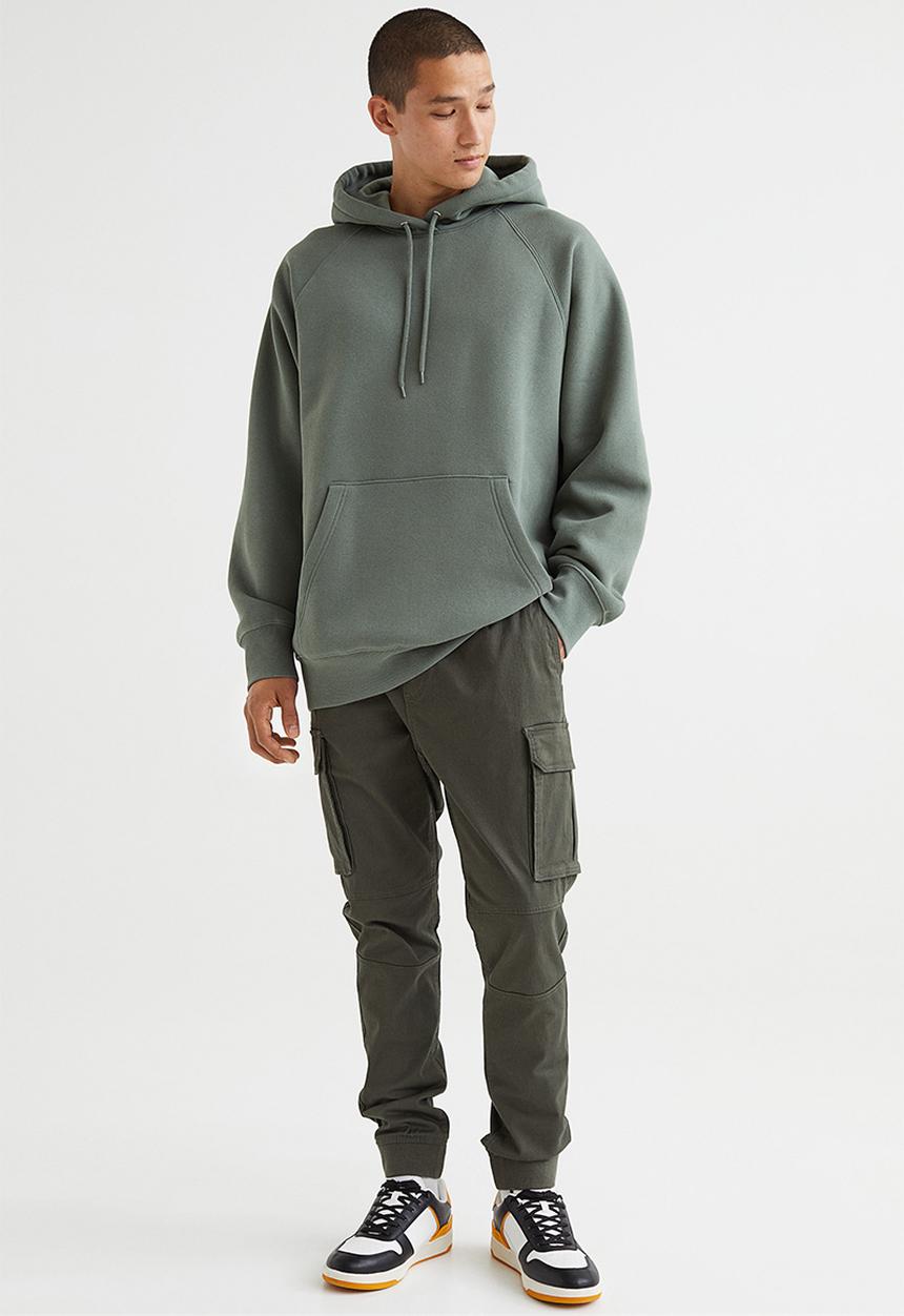 H&M - Oversized fit hoodie - dark sage green
