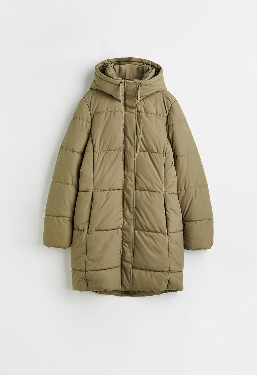 H&M - Hooded puffer coat - khaki green