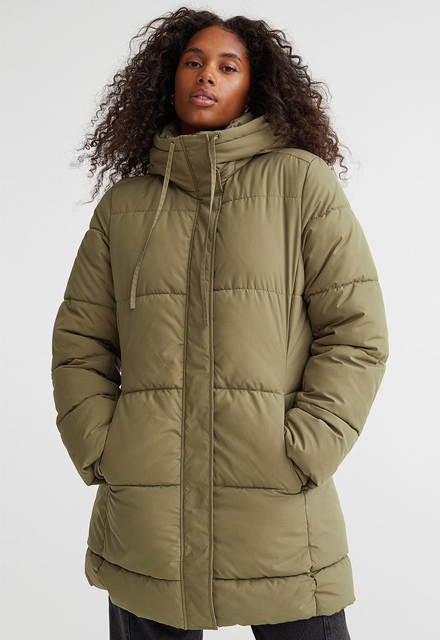 H&M - Hooded puffer coat - khaki green