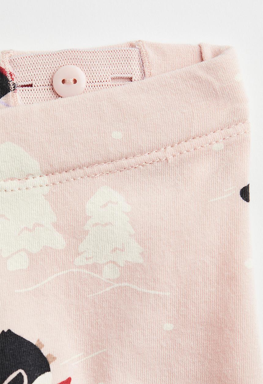 H&M - 2-Piece printed cotton set - light pink/winter animals
