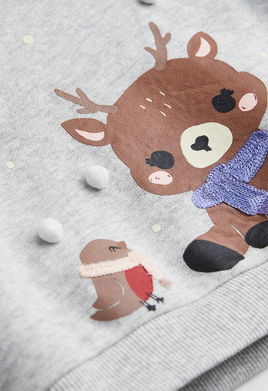H&M - 2-Piece printed cotton set - light pink/winter animals