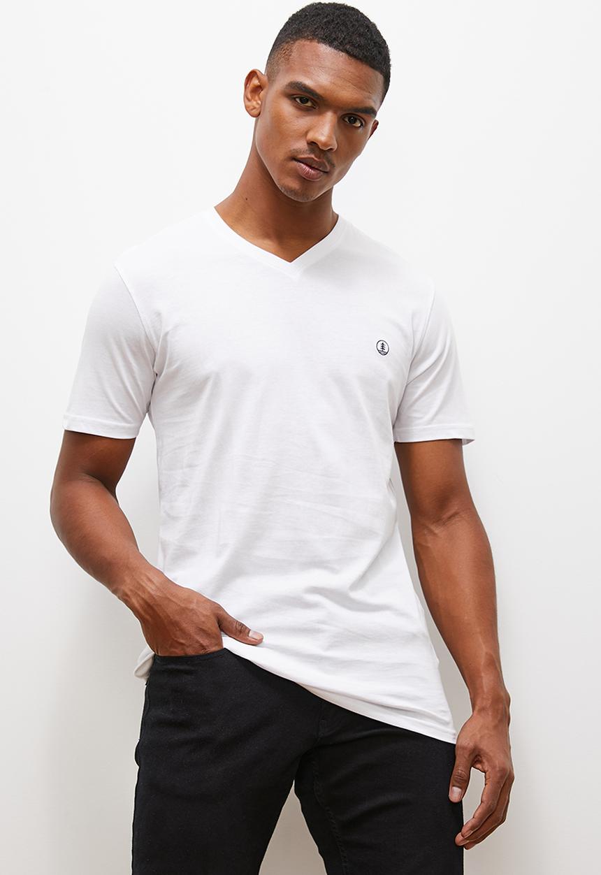 Lark & Crosse - Velo conscious v-neck neck tee w/ chest embroidery - white