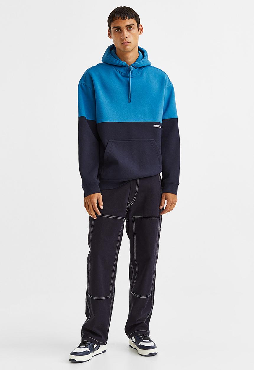 H&M - Relaxed fit hoodie - blue/block-coloured