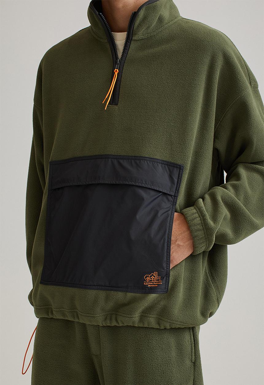H&M - Oversized fit fleece top - khaki green/black