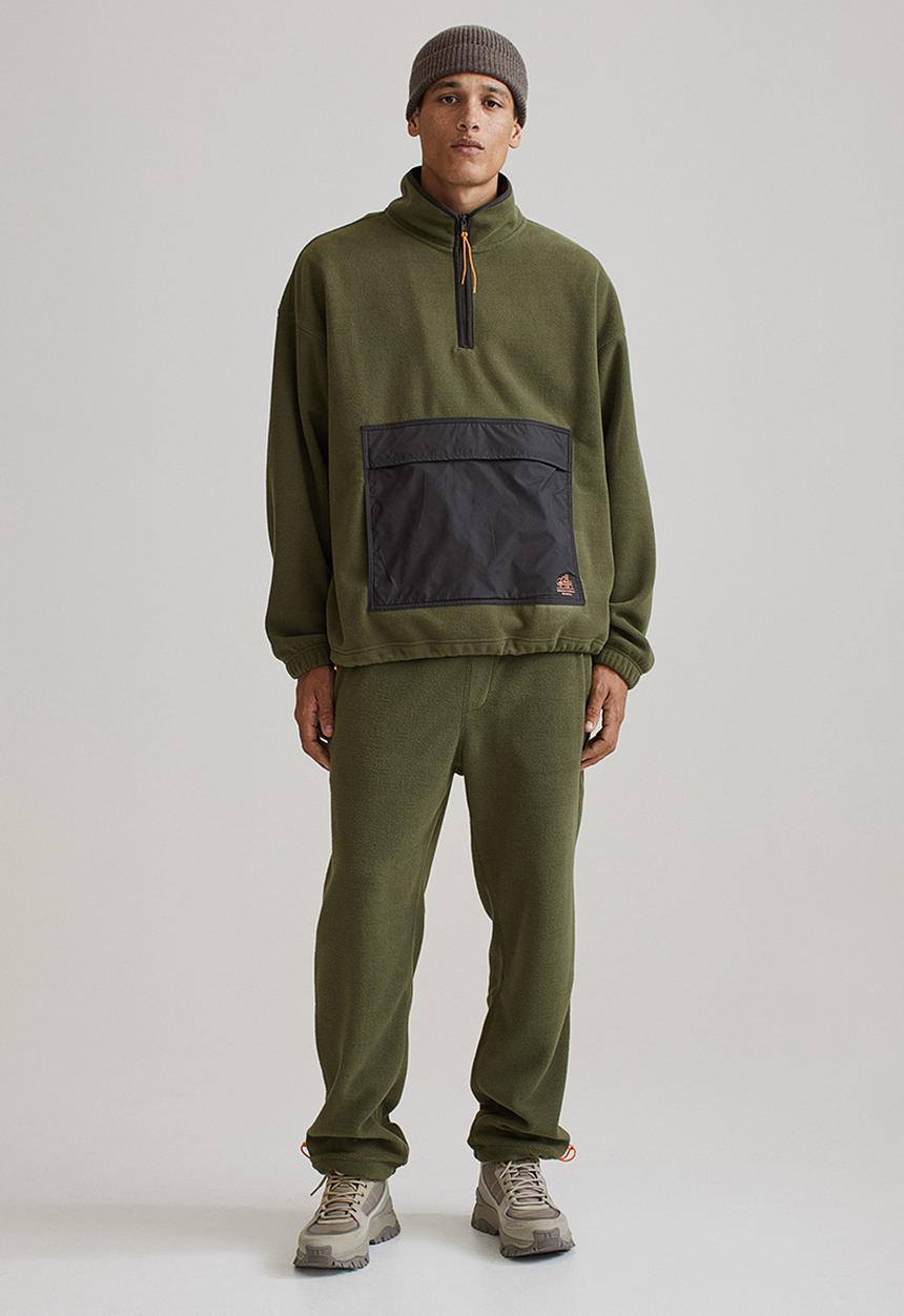 H&M - Oversized fit fleece top - khaki green/black