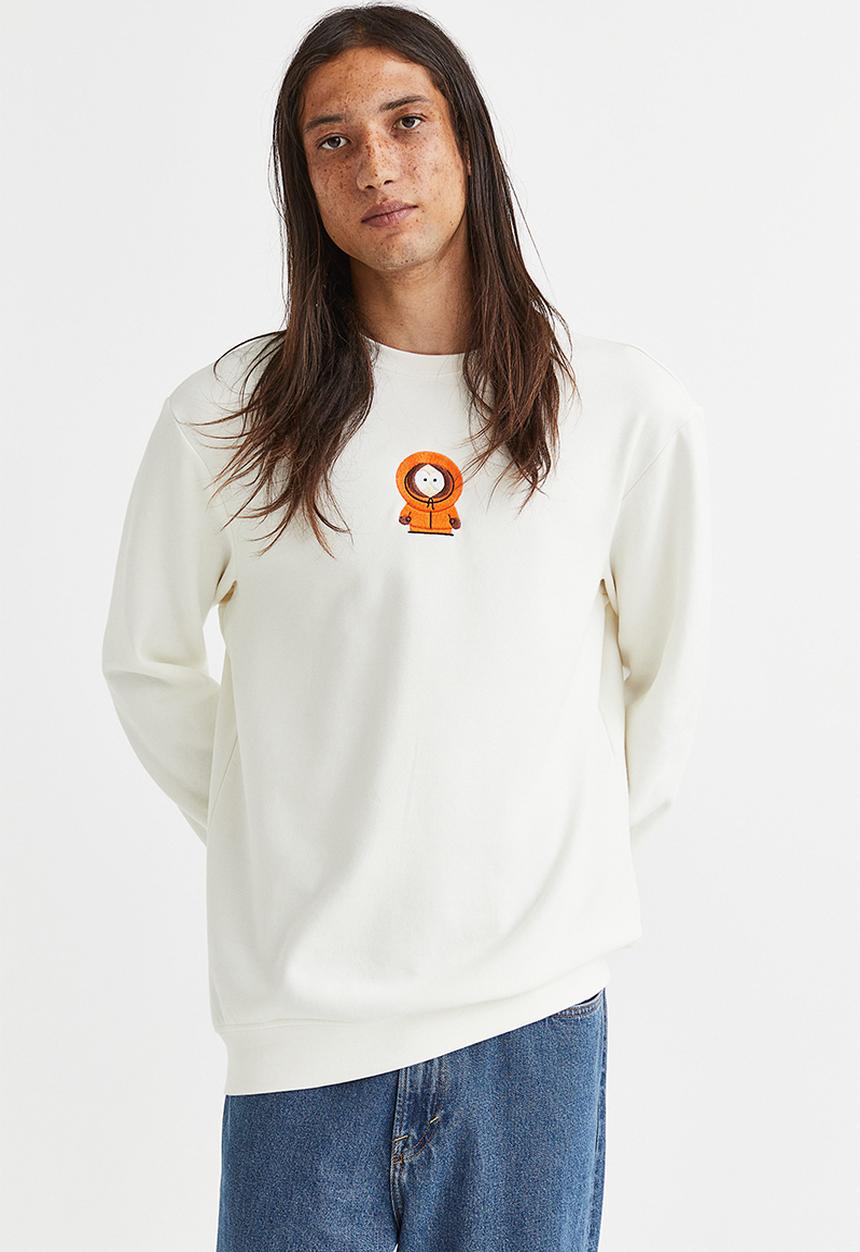 H&M - Regular fit printed sweatshirt - white/south park