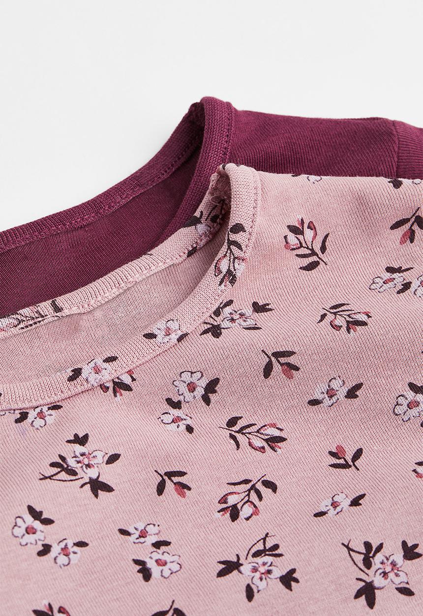 H&M - 2-Pack jersey pyjamas - dusky pink/floral
