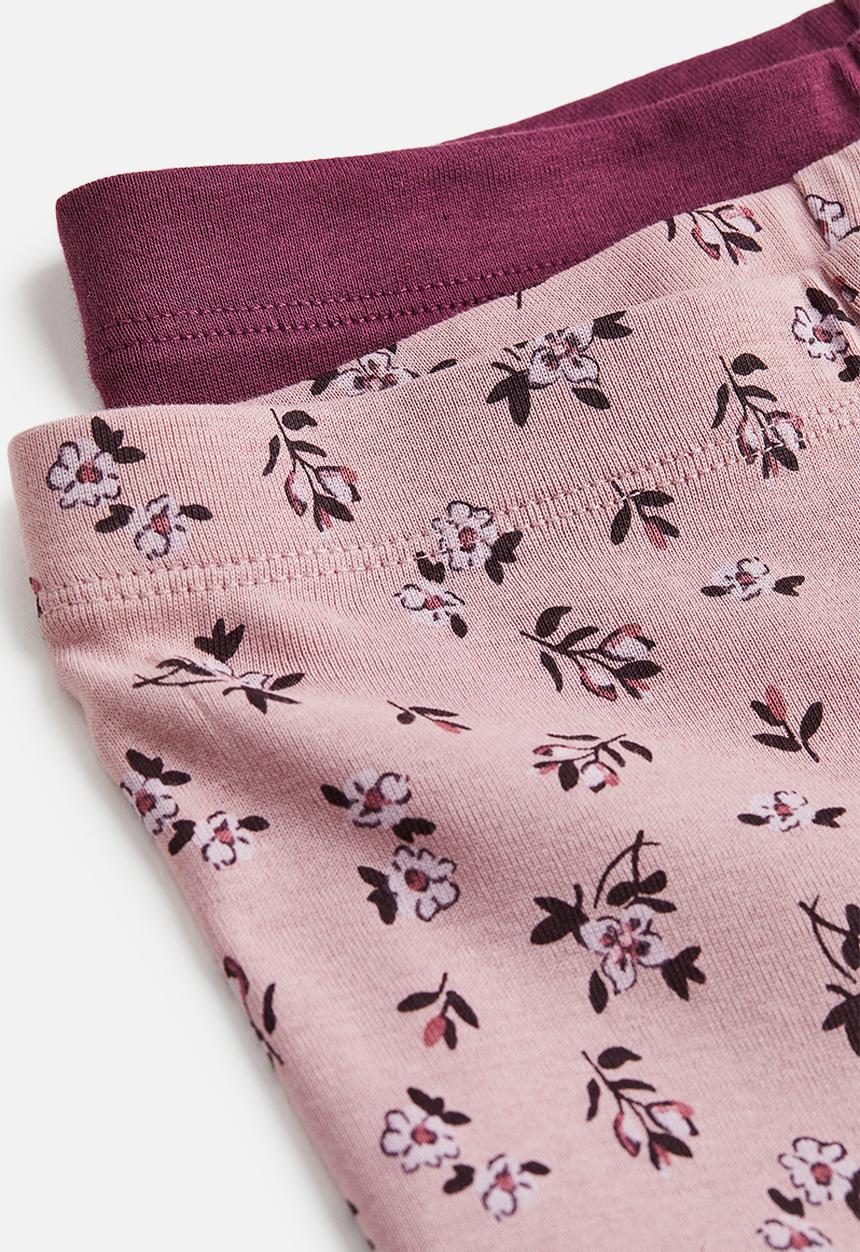 H&M - 2-Pack jersey pyjamas - dusky pink/floral