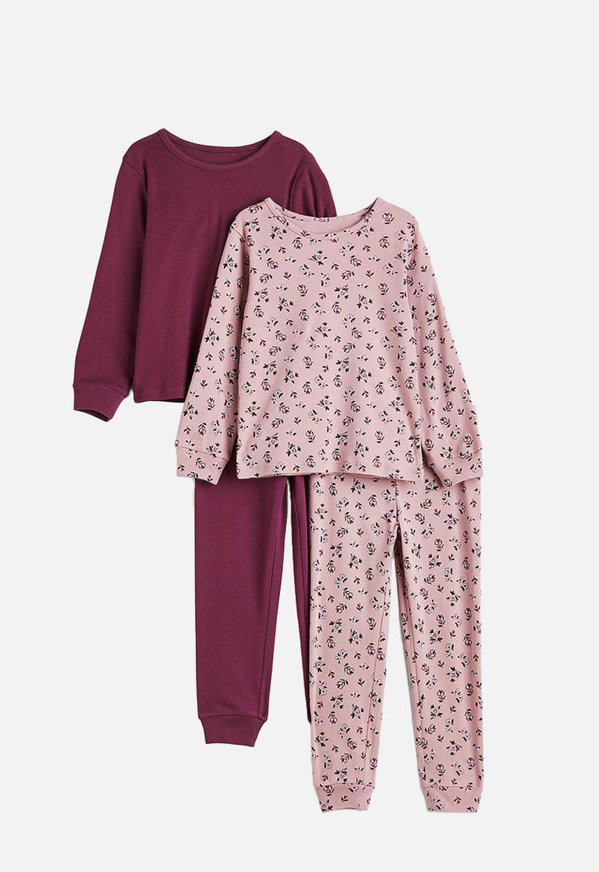 H&M - 2-Pack jersey pyjamas - dusky pink/floral