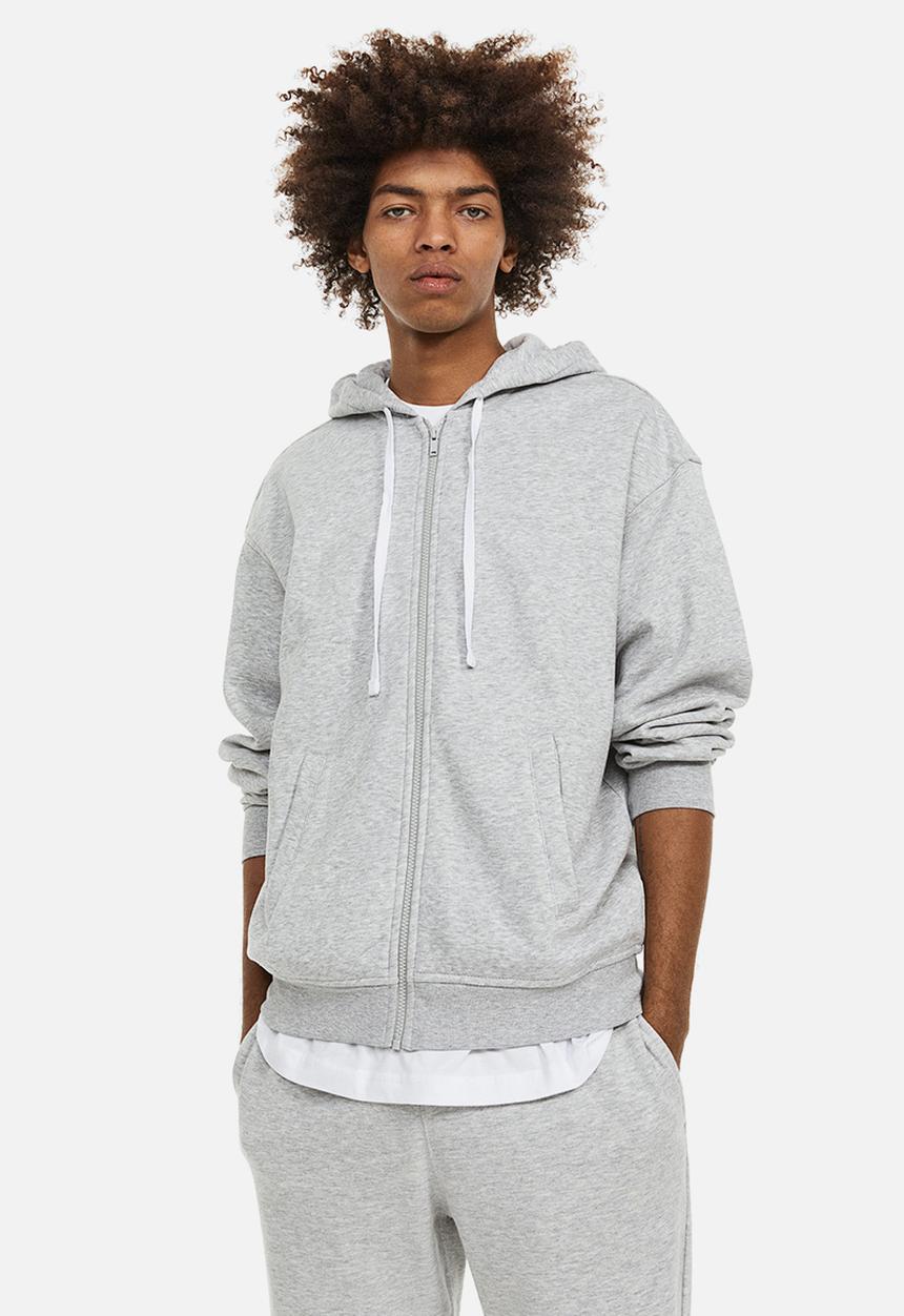H&M - Relaxed fit zip-through hoodie - grey marl