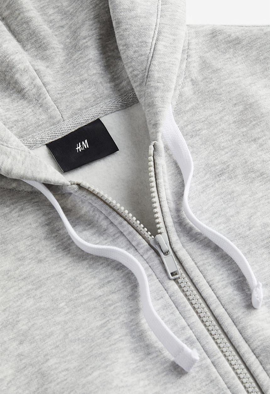 H&M - Relaxed fit zip-through hoodie - grey marl