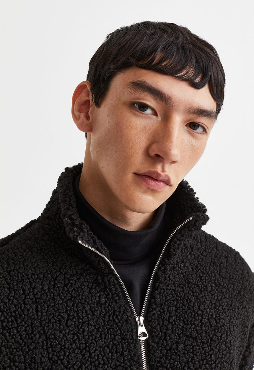 H&M - Regular fit teddy jacket - black