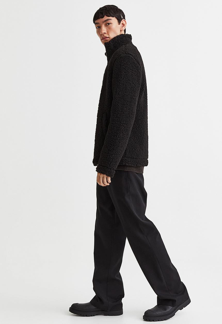 H&M - Regular fit teddy jacket - black