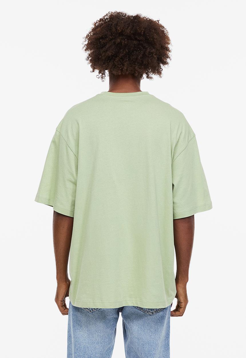 H&M - Relaxed fit T-shirt - light sage green