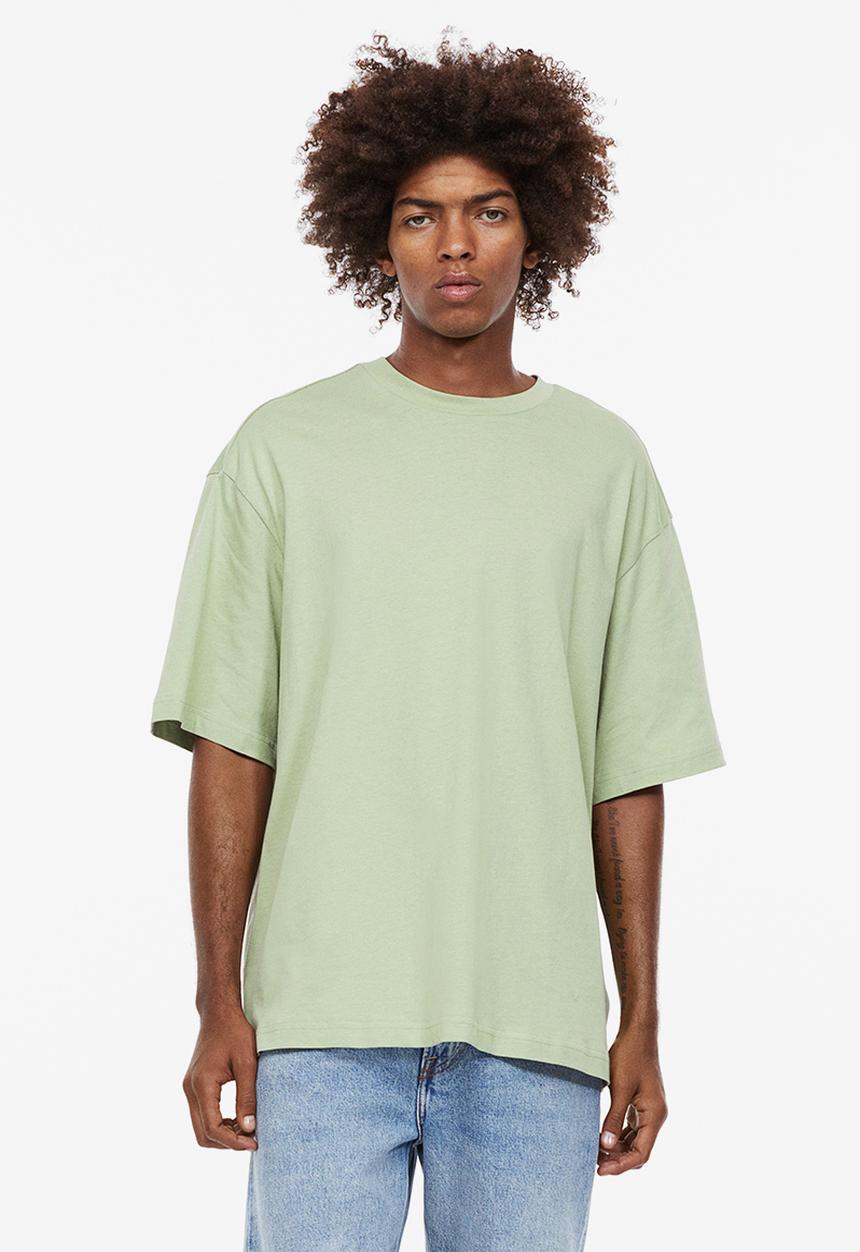 H&M - Relaxed fit T-shirt - light sage green