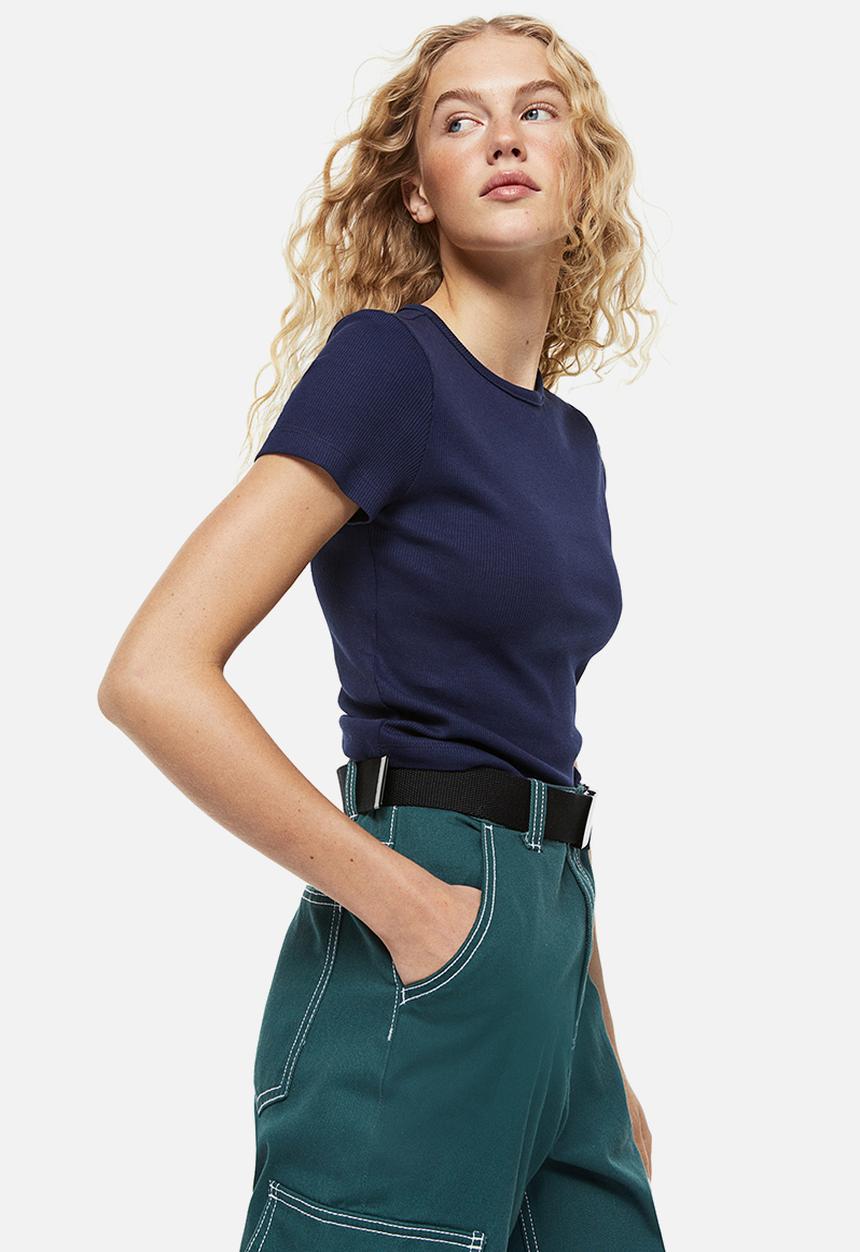H&M - Ribbed cropped top - blue