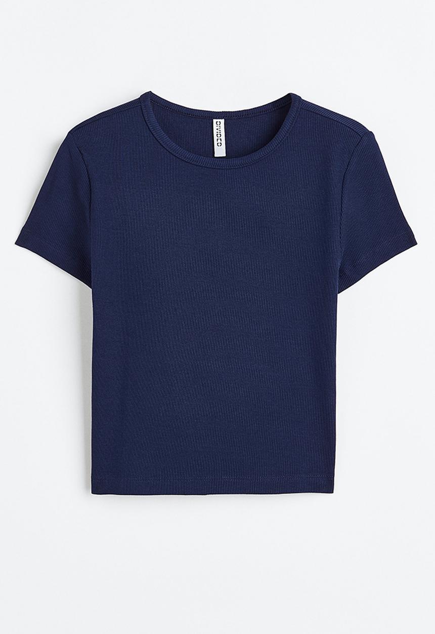 H&M - Ribbed cropped top - blue