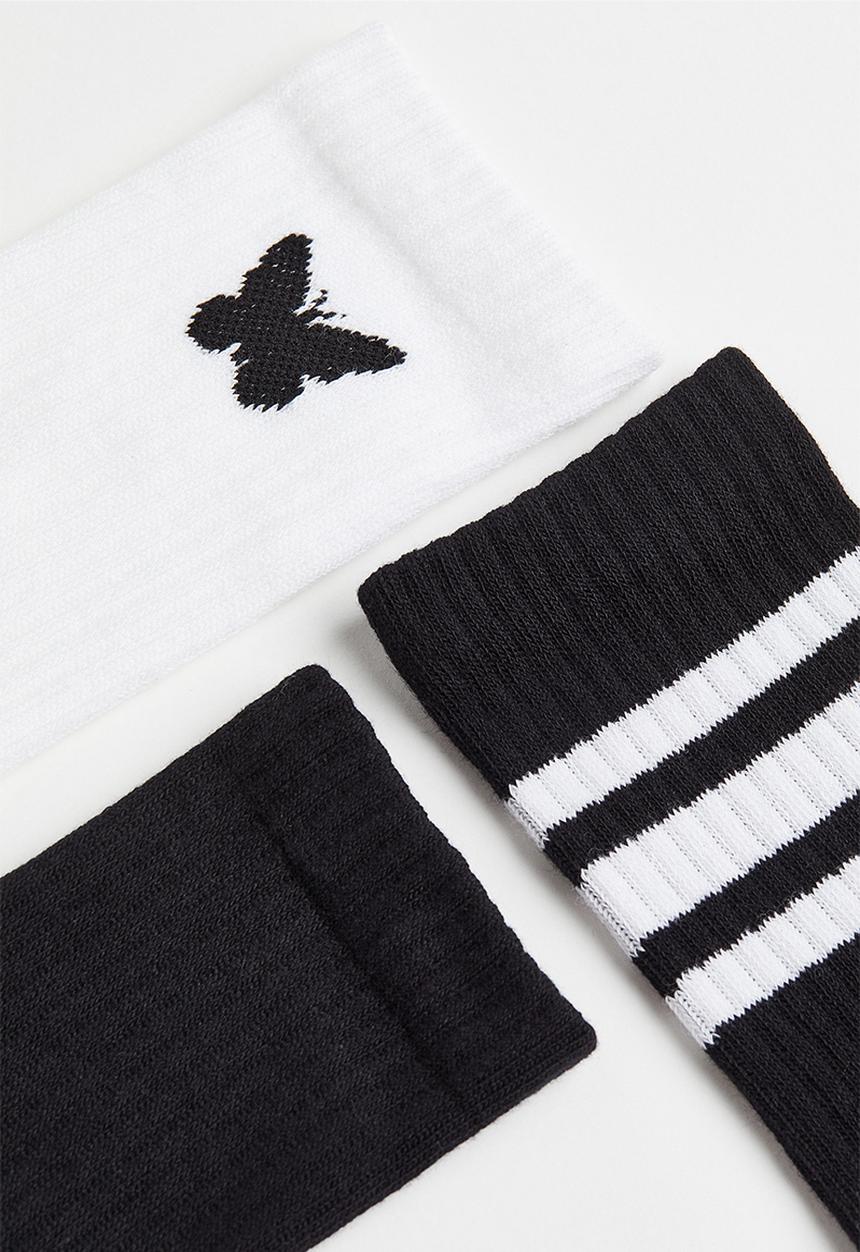 H&M - 3-pack socks - black/multi/white