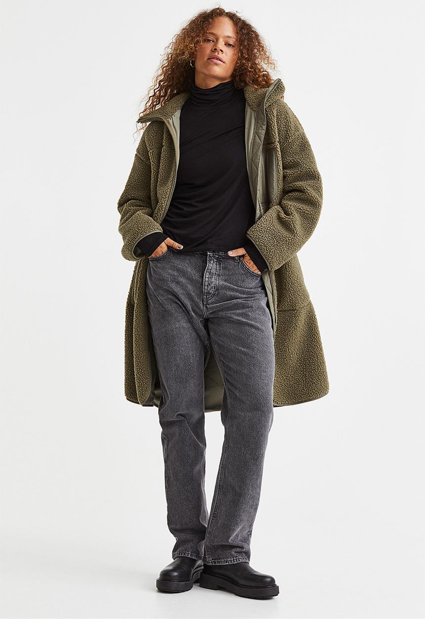 H&M - Teddy jacket - dark khaki green