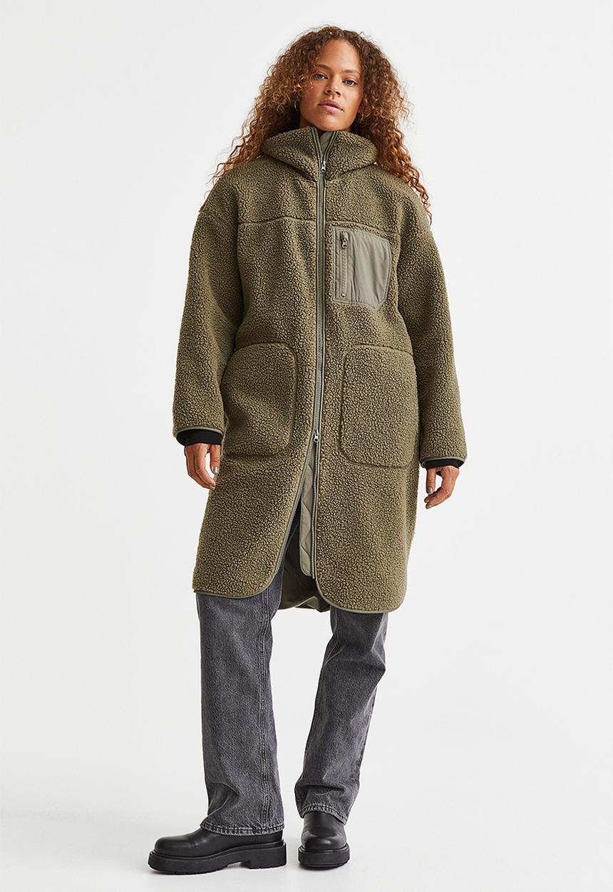 H&M - Teddy jacket - dark khaki green