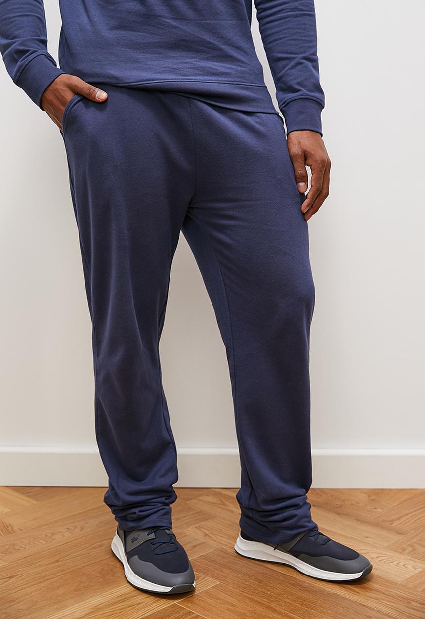 Lark & Crosse - Regular tapered open hem sweatpants - navy
