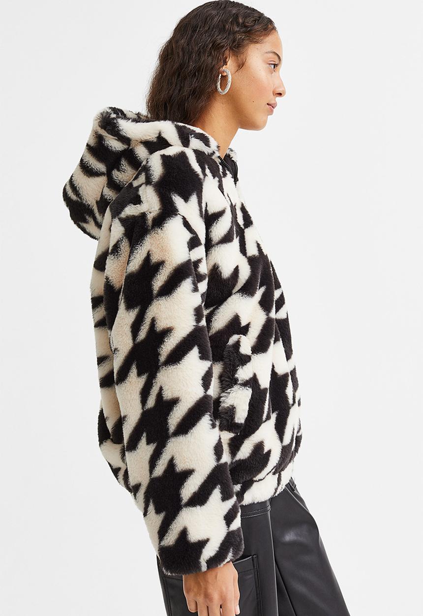 H&M - Hooded jacket - black/dogtooth-patterned