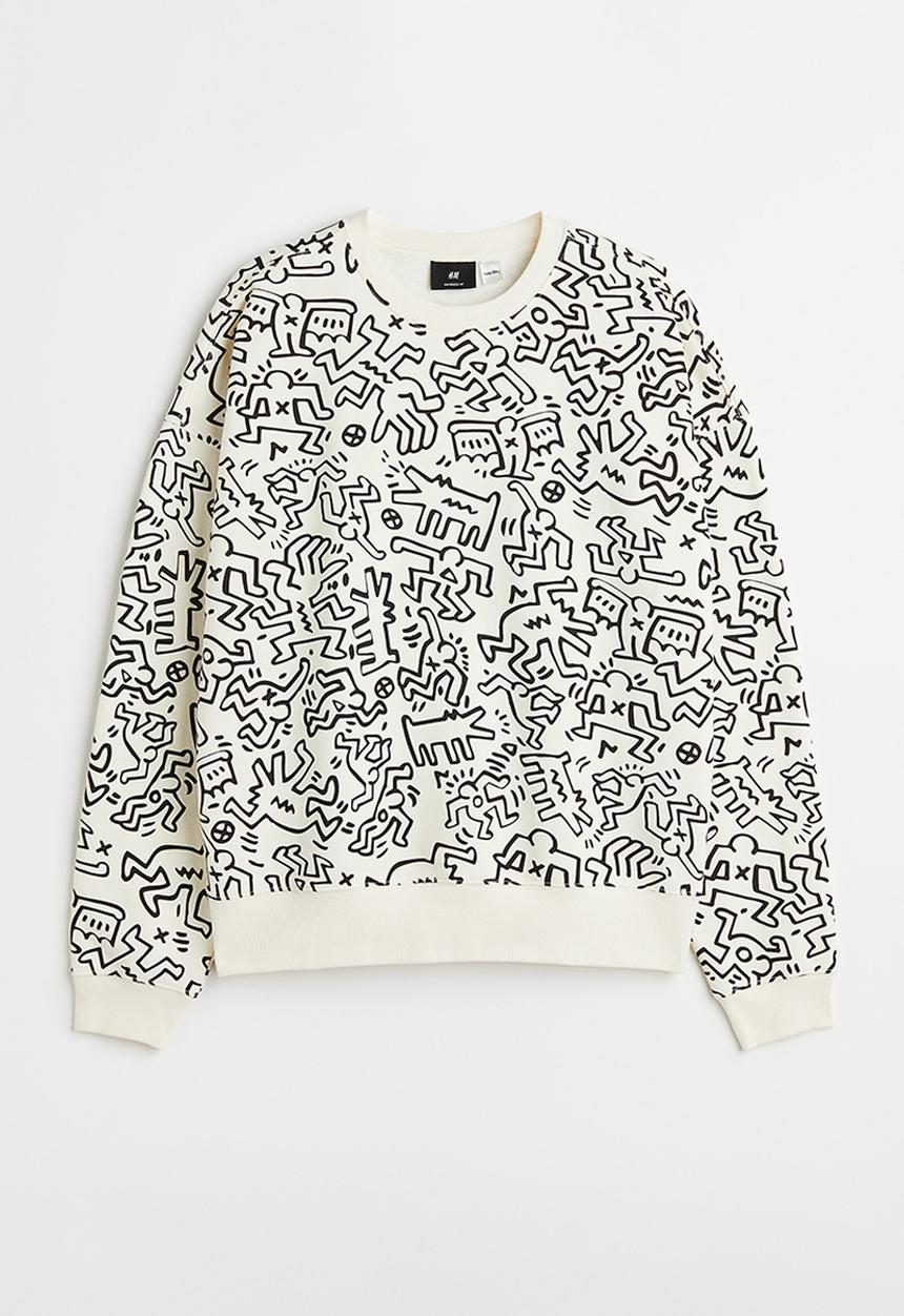 H&M - Relaxed fit sweatshirt - cream/keith haring