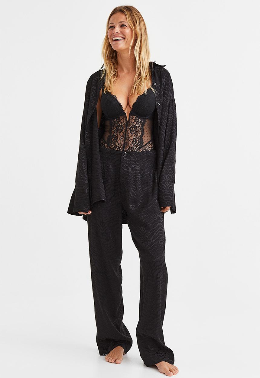 H&M - Super push-up lace body - black