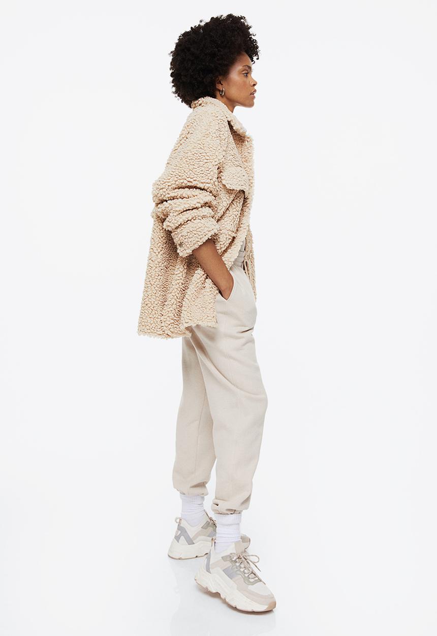 H&M - Oversized teddy shacket - light beige
