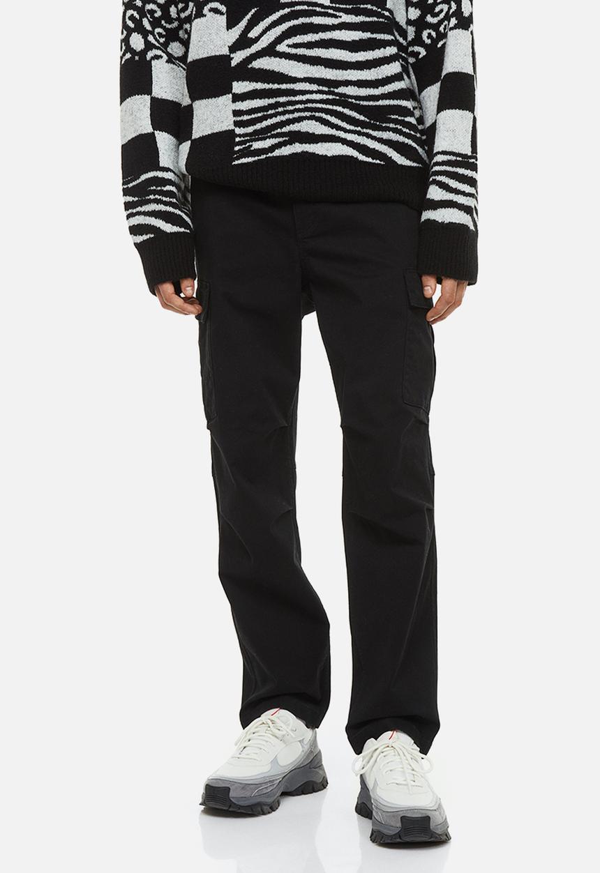 H&M - Regular fit twill cargo trousers - black