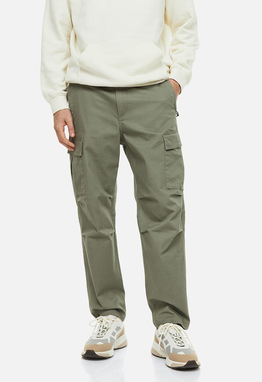 H&M - Regular fit twill cargo trousers - khaki green