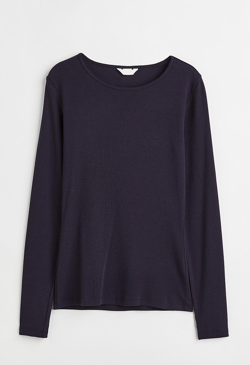 H&M - Ribbed jersey top - blue