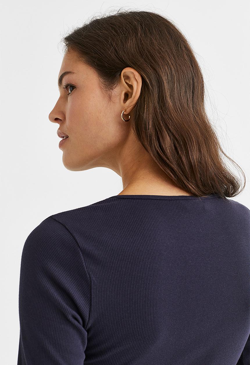 H&M - Ribbed jersey top - blue