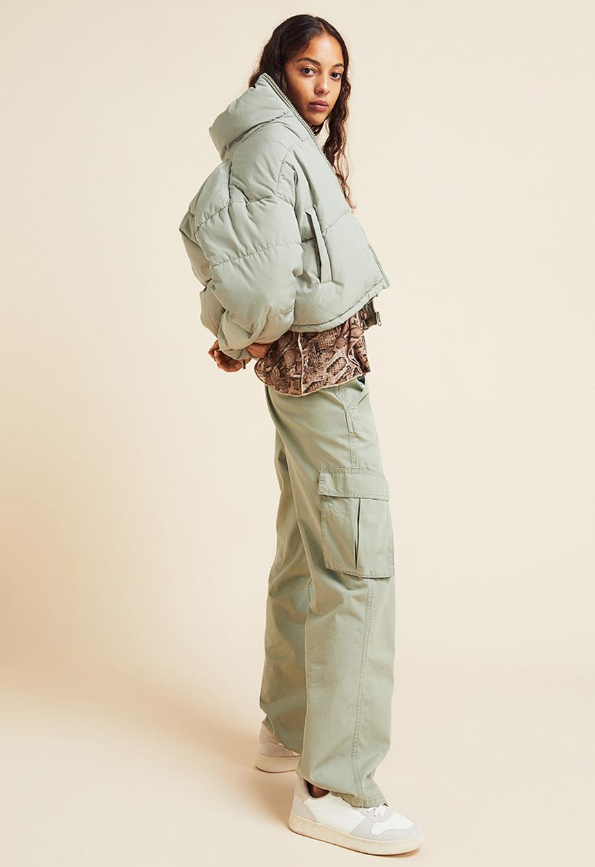 H&M - Canvas cargo trousers - light khaki green