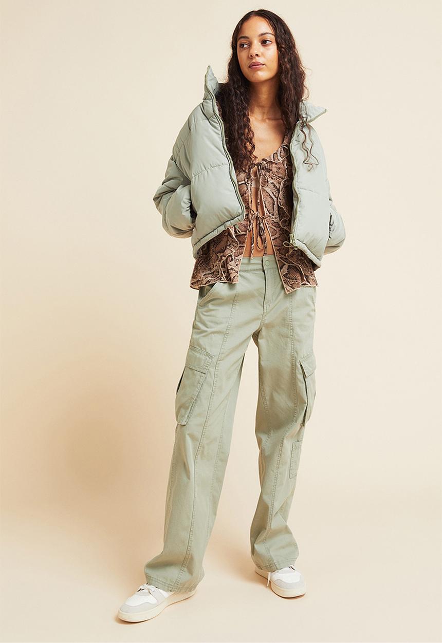 H&M - Canvas cargo trousers - light khaki green