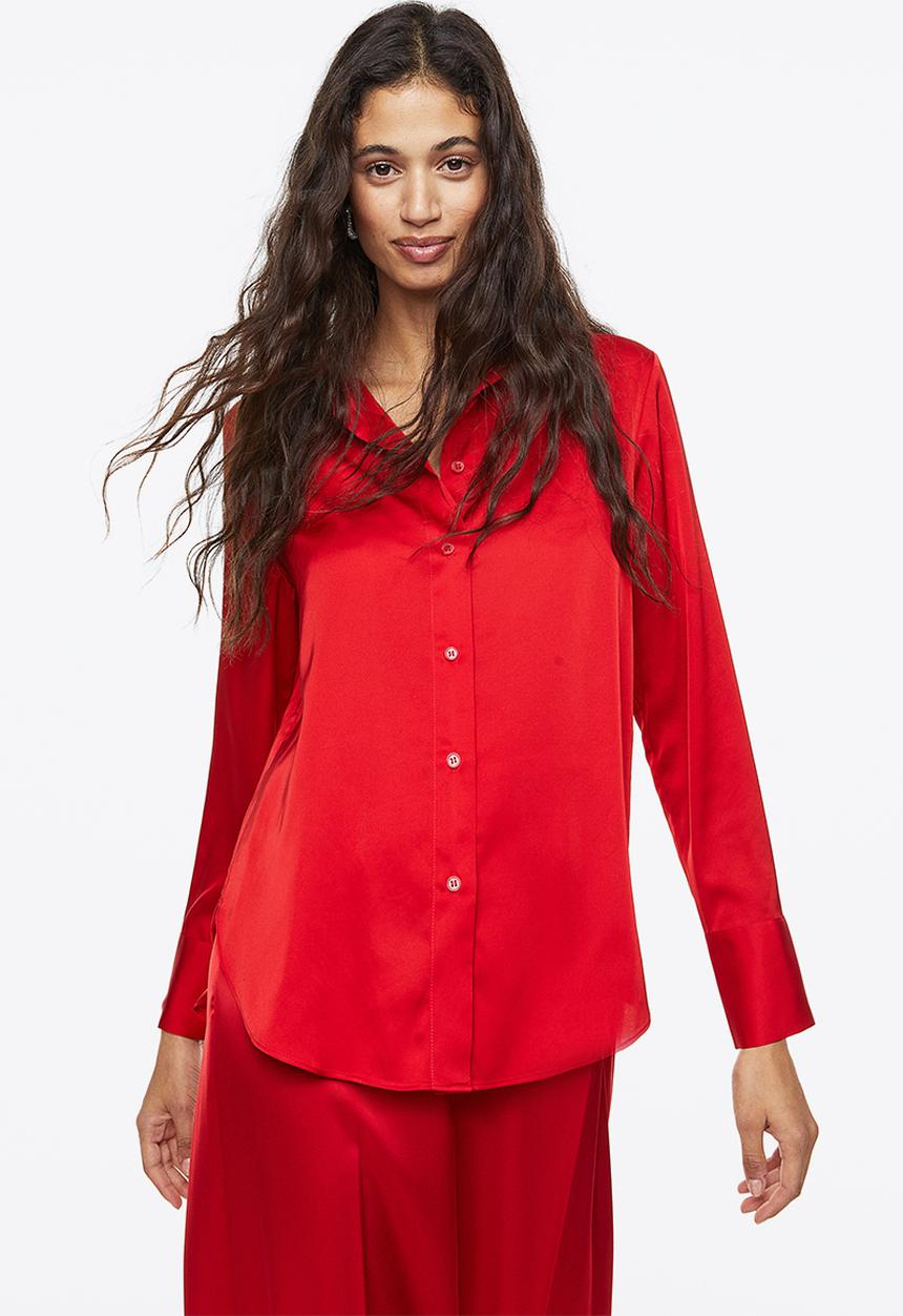 H&M - Pointed collar shirt - red