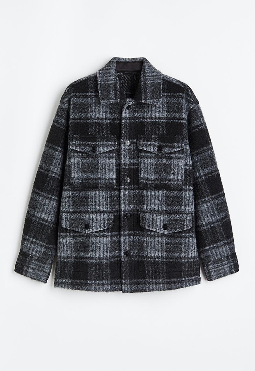 H&M - Wool-blend shacket - grey/checked