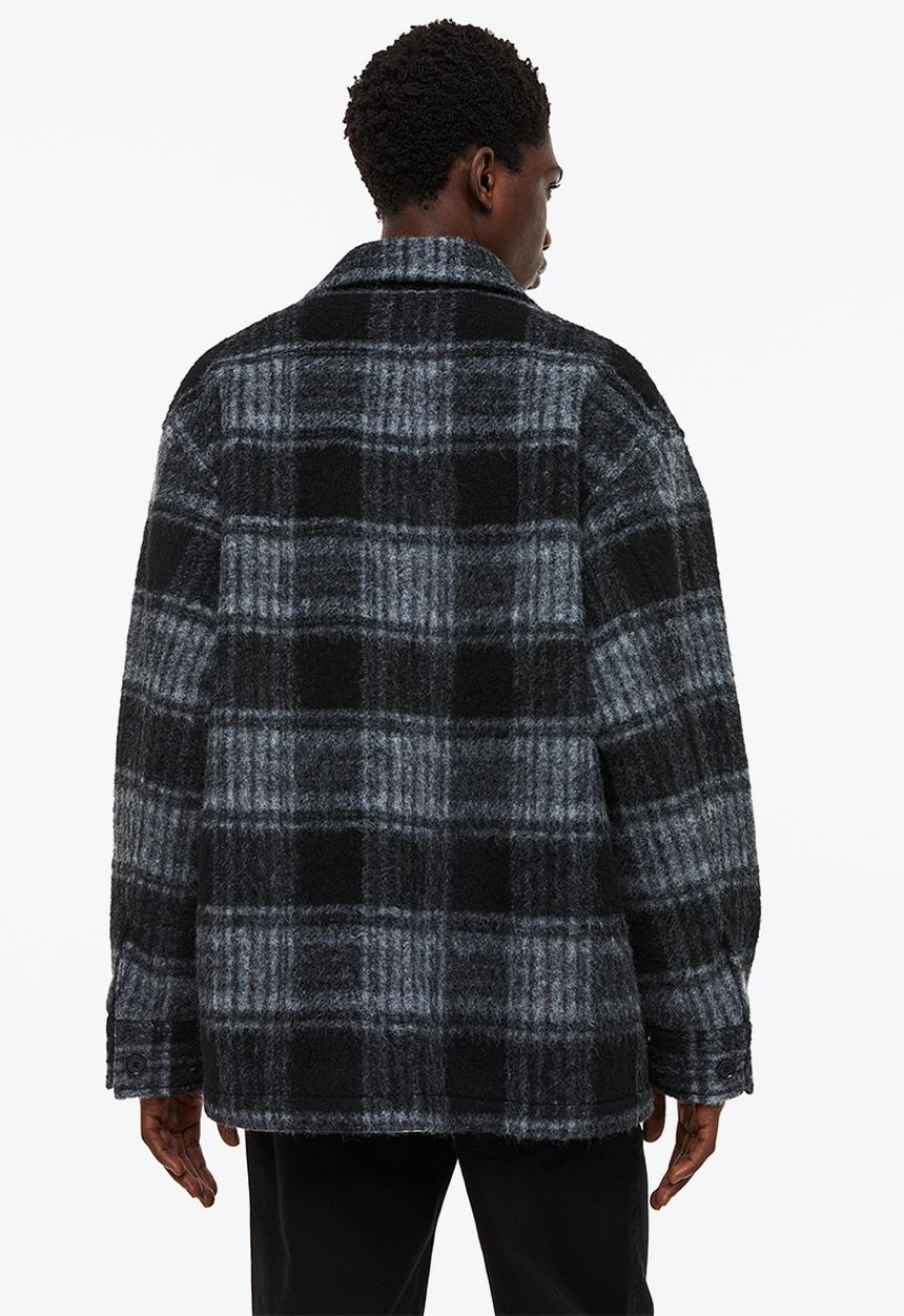 H&M - Wool-blend shacket - grey/checked