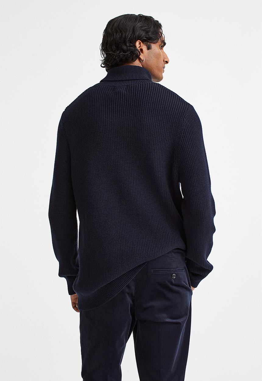 H&M - Regular fit polo-neck jumper - dark blue