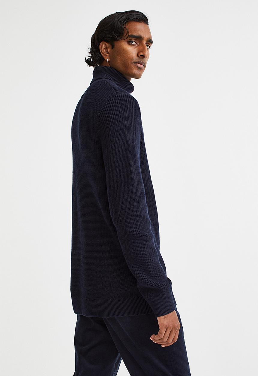 H&M - Regular fit polo-neck jumper - dark blue
