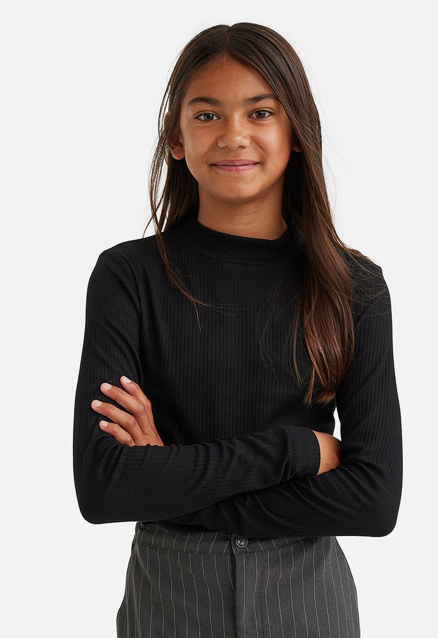 H&M - Ribbed jersey turtleneck top - black