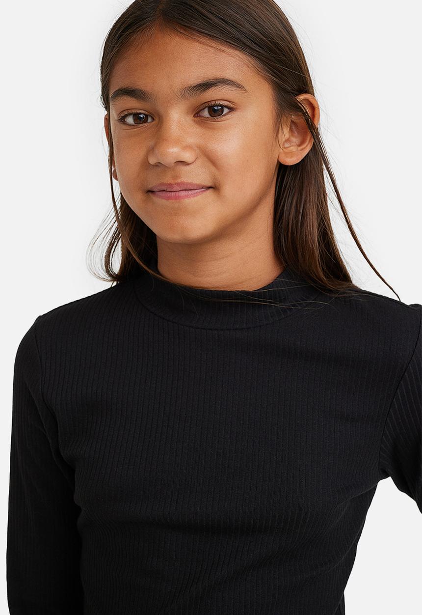 H&M - Ribbed jersey turtleneck top - black