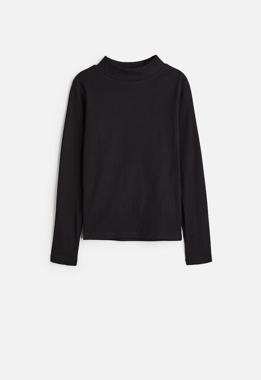 H&M - Ribbed jersey turtleneck top - black