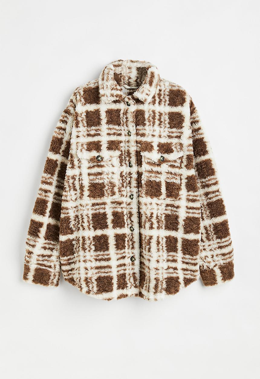 H&M - Oversized shacket - brown/checked